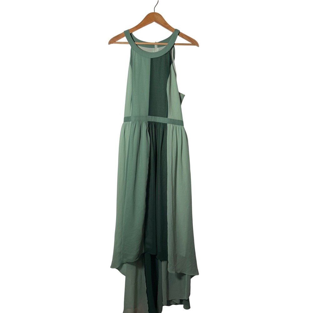 ModCloth Green Colorblock High Low Halter Neck Sleeveless Dress XL